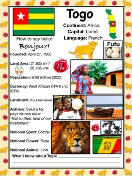 TOGO History & Geography, Travel The World Worksheet by Travel and Tunes