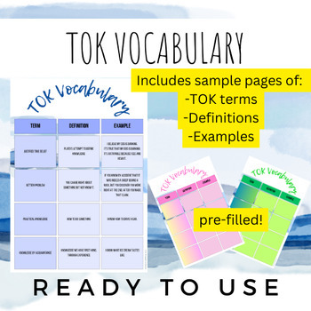 Preview of TOK Vocabulary Note-taking Graphic Organizer IB DP