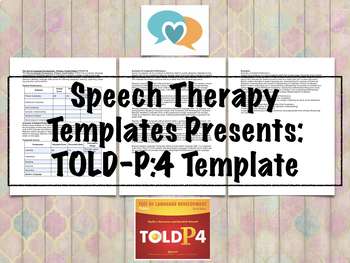 Preview of TOLD-P:4 Template | Speech Therapy Assessment
