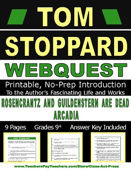 Preview of TOM STOPPARD Webquest: Printable Worksheets for the Famous British-Czech Author