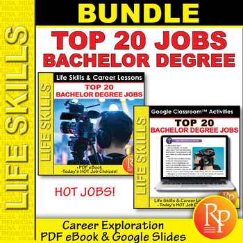 Preview of TOP 20 BACHELOR'S DEGREE JOBS: Print & Google - Life Skills & Career Exploration