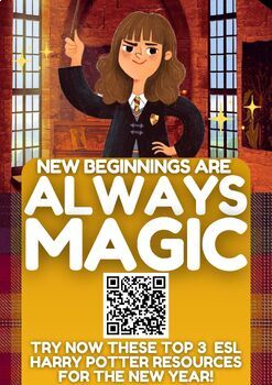 Preview of TOP 3 ESL EFL Harry Potter Activities for 2024 New Year - 50% OFF
