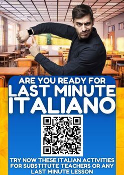 Preview of TOP 5 Italian Activities for Substitute Teachers + Last Minute Lessons - 50% OFF