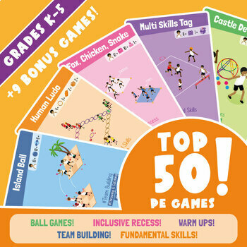 Preview of TOP 50 EASY and FUN PE GAMES SUPER BUNDLE for Elementery (+9 Bonus Games Free!)