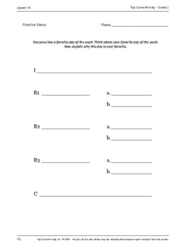TOP SCORE WRITING 3rd Grade Lesson 18 - Expository Essay Test 3 | TPT