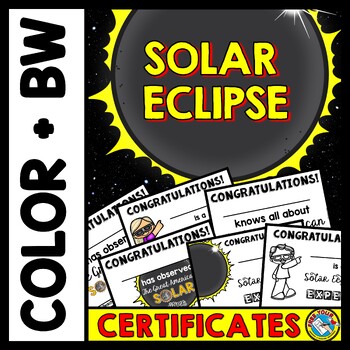 Preview of TOTAL SOLAR ECLIPSE 2024 ACTIVITIES CERTIFICATES KEEPSAKE AWARDS PRINTABLES