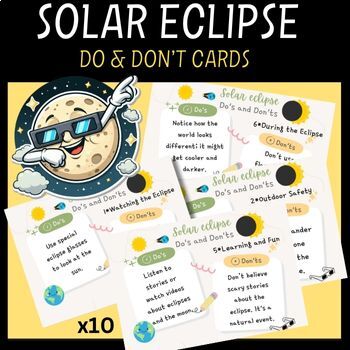 Preview of TOTAL SOLAR ECLIPSE APRIL 2024 DO & DONT 10 CARDS FOR PRESCHOOL