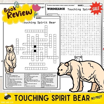 Preview of TOUCHING SPIRIT BEAR Puzzles Novel,Book Review Worksheet word Search & Crossword