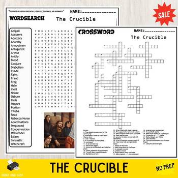 Preview of The Crucible Activities Worksheets word Search & Crosswords