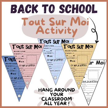 Preview of TOUT SUR MOI * French ALL ABOUT ME * Ice Breaker Banner Pennant ** EDITABLE **