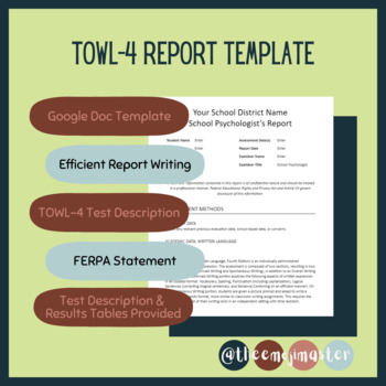 Preview of TOWL-4 Report Template