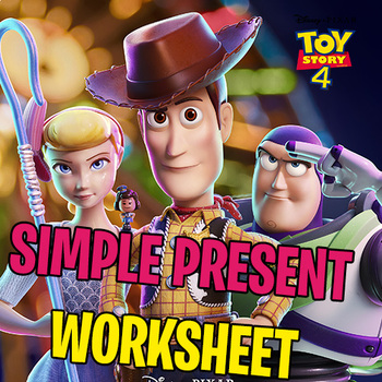Preview of TOY STORY 4 WORKSHEET │ SIMPLE PRESENT PRACTICE │ READING COMPREHENSION │ 2019
