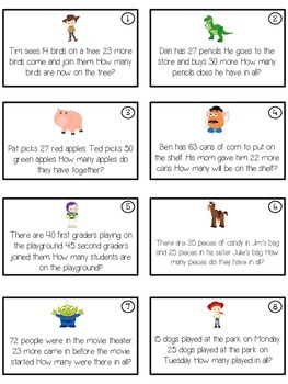TOY STORY - Word Problems Adding & Subtracting - Math Folder Game