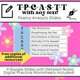TPCASTT Poetry Analysis Google Slides w/FREE Practice Worksheets