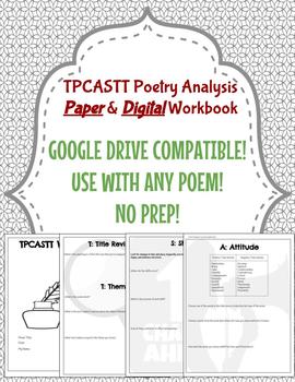Preview of TPCASTT Poetry Analysis Paper & Digital Workbook