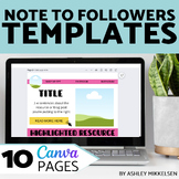 TPT Note to Follower Templates | Canva Templates for Teach