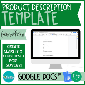 Preview of TPT Product Description Template FOR SELLERS