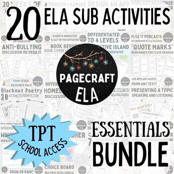 Preview of TPT School Access | ELA Sub Essentials BUNDLE | One-off Tasks