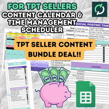 Preview of TPT Seller Content Calendar & Time Management BUNDLE!