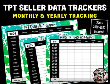 Preview of TPT Seller Data Tracker Printable Chart Monthly & Annual Yearly Sales Growth