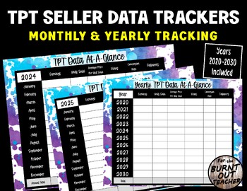 Preview of TPT Seller Data Tracker Printable Chart Monthly & Annual Yearly Sales Growth