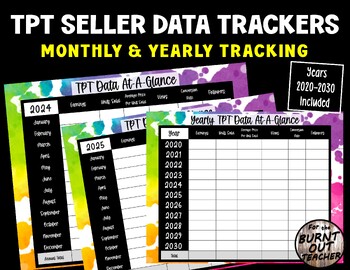 Preview of TPT Seller Data Tracker Printable Chart Monthly & Annual Yearly Sales Growth