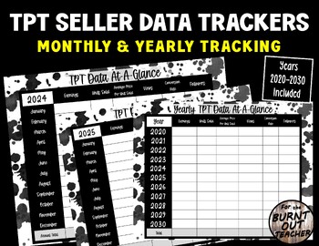 Preview of TPT Seller Data Tracker Printable Chart Monthly & Annual Yearly Sales Growth