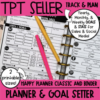 Preview of TPT Seller Planner, Goal Setter, & Goal Tracker