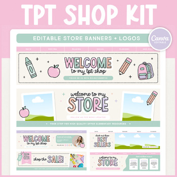 Preview of TPT Seller Shop Kit, TPT Store Banners with Quote Box, Leaderboard, + Column