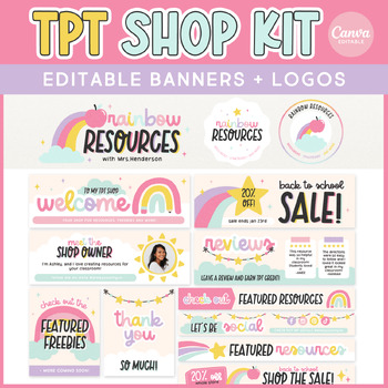Preview of TPT Seller Shop Kit, TPT Store Banners with Quote Box, Leaderboard + Column
