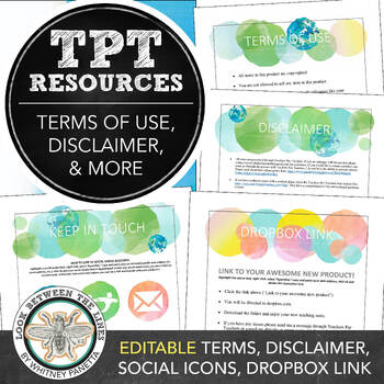 Preview of Terms of Use Template, Disclaimer, Social Icons, TPT Seller Editable Resources