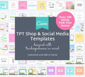 Preview of TPT Sellers Shop Store Business Instagram Social Media Graphic Canva Template