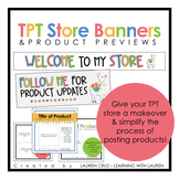 TPT Store Banners and Previews - Colorful Llama Theme