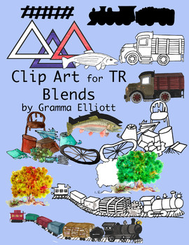 Preview of TR Blends Realistic Color and BW Phonics Clip Art