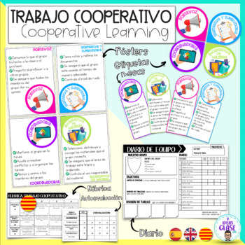 Preview of TRABAJO COOPERATIVO: diario de equipo, roles, rúbrica y plantilla de evaluación.