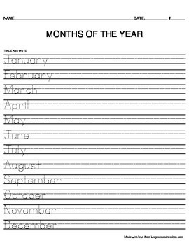 TRACE & WRITE Months of the Year by primaryrainbows | TpT
