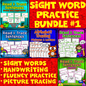 Preview of TRACING BUNDLE 1 Coloring Pages Printable Sight Word Practice Worksheets
