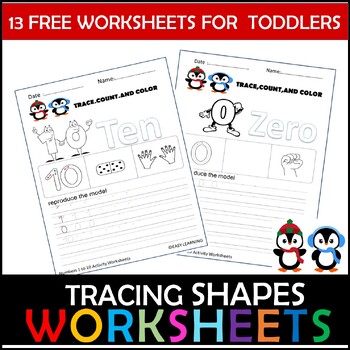 Preview of TRACING SHAPES NUMBERS WORKSHEETS FOR TODDLERS