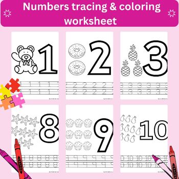 Preview of TRACING and COLORING Numbres 1-10