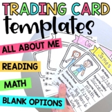 TRADING CARD Templates | All About Me Activity | Reading a