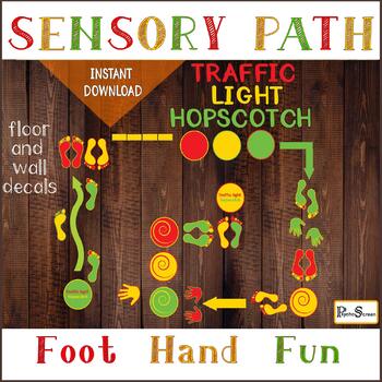 Preview of TRAFFIC LIGHT hopscotch, Sensory path, Floor decals for preschool, school, home
