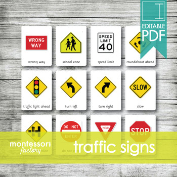 Preview of TRAFFIC SIGNS | MONTESSORI Printable Nomenclature Three Part Cards