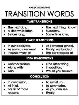 transitional words for narrative essay