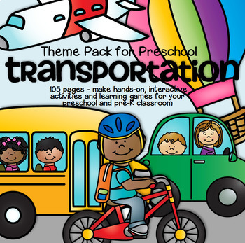 Preview of TRANSPORTATION Math Literacy Centers Activities Printables Preschool 101 Pages