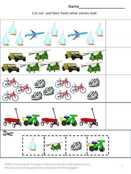 Download Transportation Math and Literacy Centers Cut and Paste Kindergarten,Special Ed