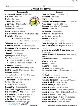 Preview of TRAVEL AND SERVICES VOCABULARY (ITALIAN)