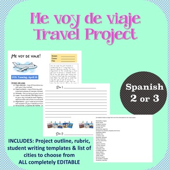 Preview of TRAVEL Project for Spanish 2, 3 or 4!