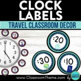 TRAVEL Themed CLASSROOM CLOCK LABELS analog display tellin