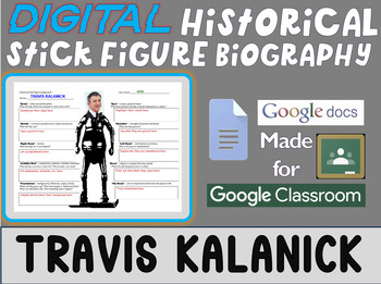 Preview of TRAVIS KALANICK Digital Historical Stick Figure Biography (MINI BIOS)
