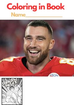 Preview of TRAVIS KELCE, NFL, Coloring in Book, PDF Printable Book